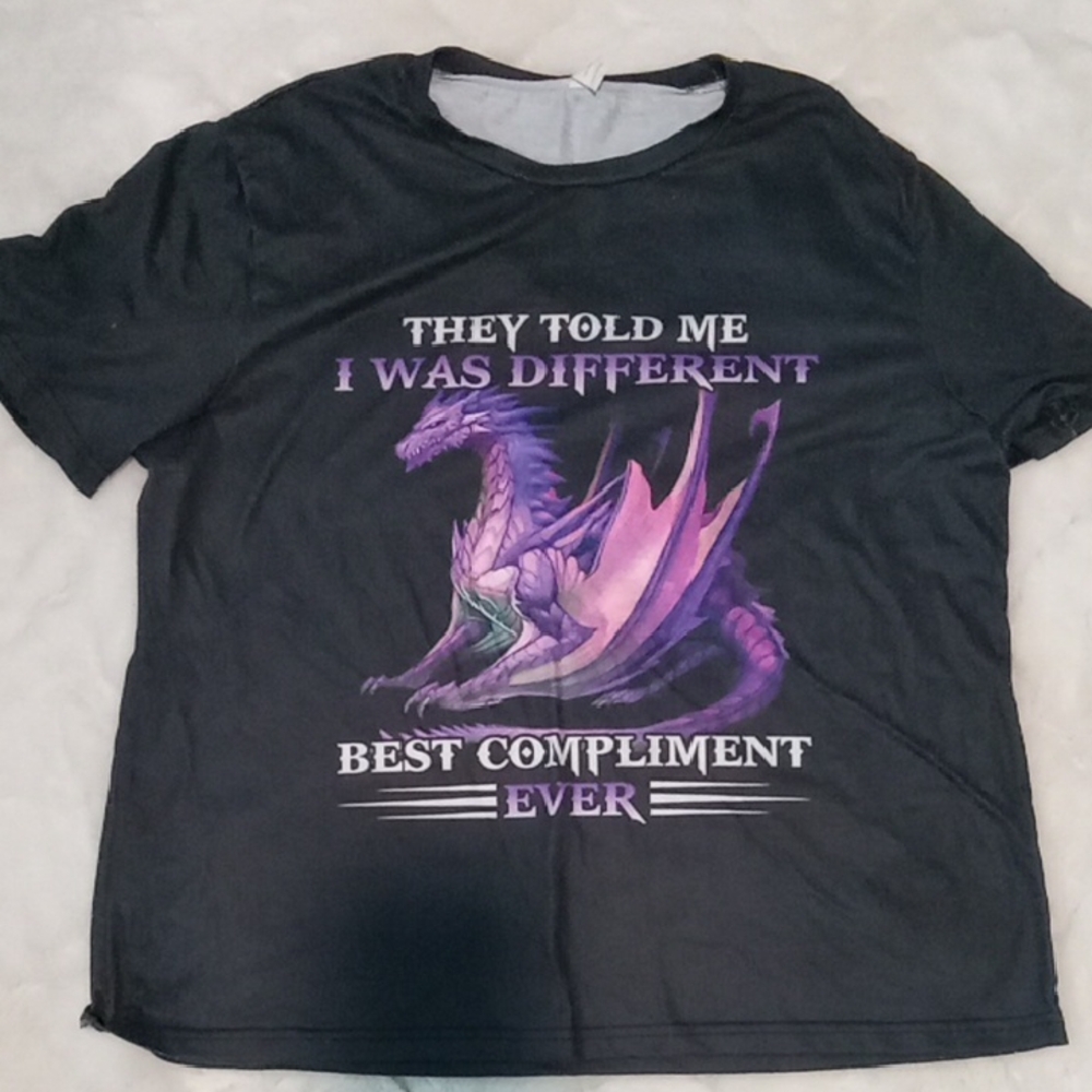 Black T-Shirt with Purple Dragon Graphic